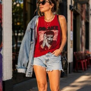 Bravado Drake Graphic Tank Top Womens Small Red Cotton Sleeveless Hip Hop Music